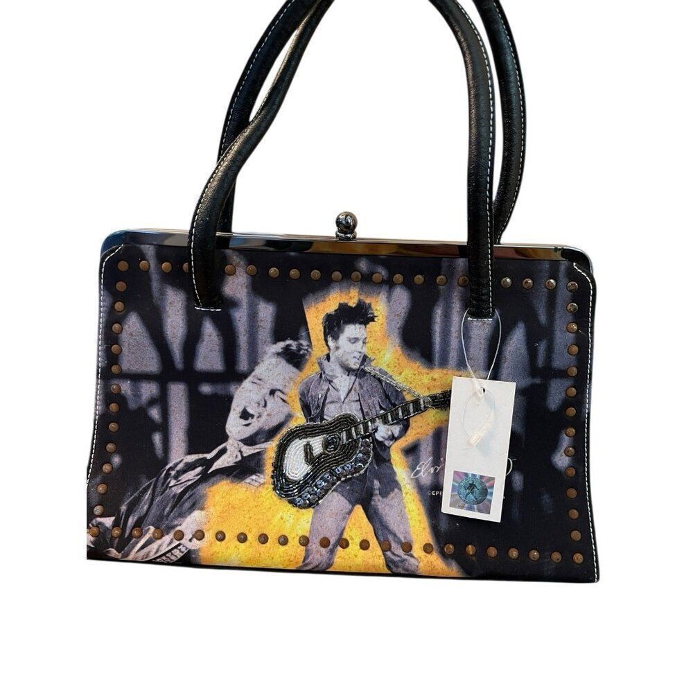Elvis Presley Singing Beaded Studded Guitar Handbag Shoulder Bag Vintage